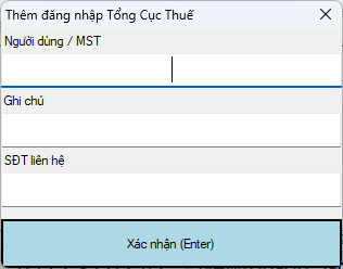 Giao diện thêm mới tài khoản đăng nhập TCT